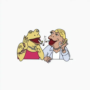 Whimsical Frog Women Caricature