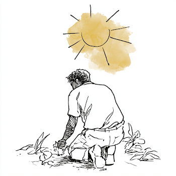 Whimsical Gardener Illustration