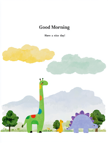 Whimsical Good Morning Scene with Dinosaurs