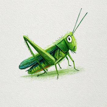 Whimsical Green Grasshopper Illustration