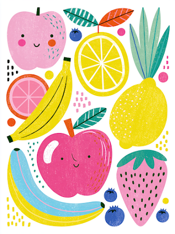 Whimsical Hand-Drawn Fruit Collection