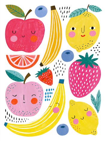 Whimsical Hand-Drawn Fruit Collection Illustration