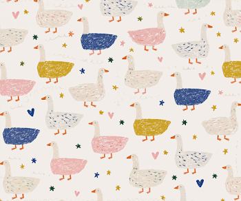 Whimsical Hand-Drawn Geese Folk Art Print