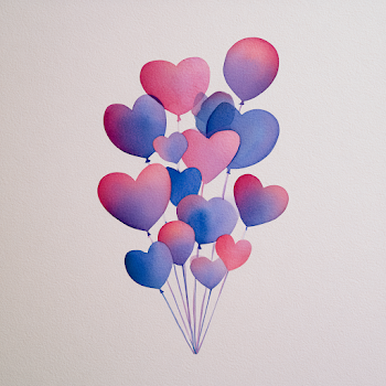 Whimsical Heart and Balloon Cluster