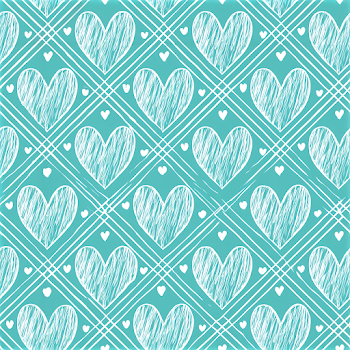 Whimsical Heart Pattern on Teal Background