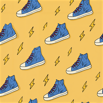 Whimsical High-Top Sneakers and Lightning Pattern