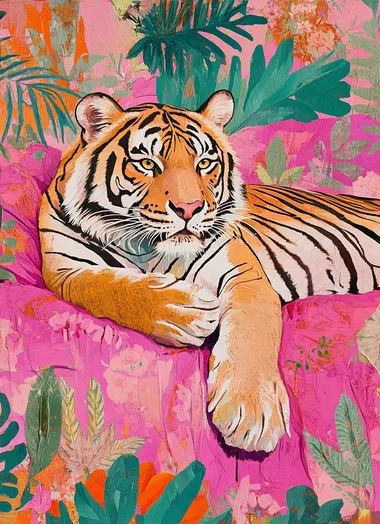 Whimsical Jungle Dreams: A Pop Art Tiger's Colorful Retreat Whimsical Jungle Dreams: A Pop Art Tiger's Colorful Retreat