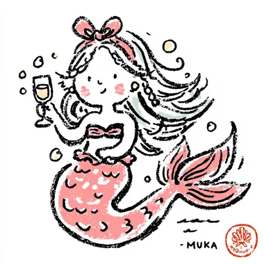 Whimsical Mermaid Holding Champagne Whimsical Mermaid Holding Champagne
