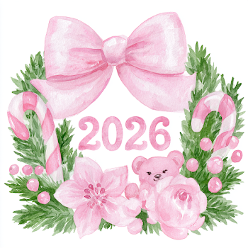 Whimsical Pink Christmas 2026 Children's Illustration