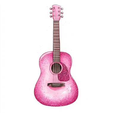 Whimsical Pink Glitter Acoustic Guitar Illustration Whimsical Pink Glitter Acoustic Guitar Illustration