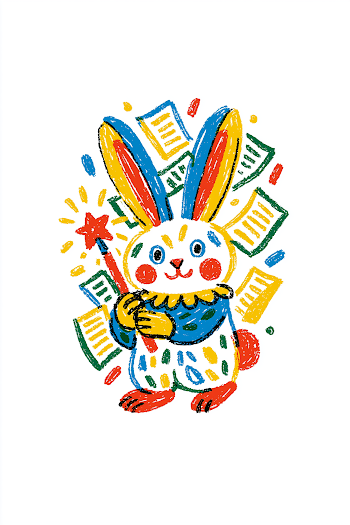 Whimsical Rabbit with Magic Wand