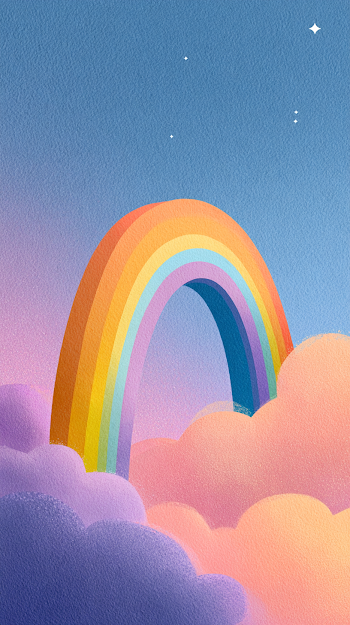 Whimsical Rainbow Over Soft Clouds