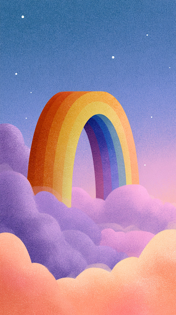 Whimsical Rainbow Over Soft Clouds