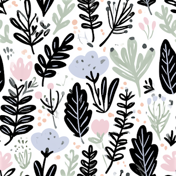 Whimsical Scandinavian Botanical Pattern