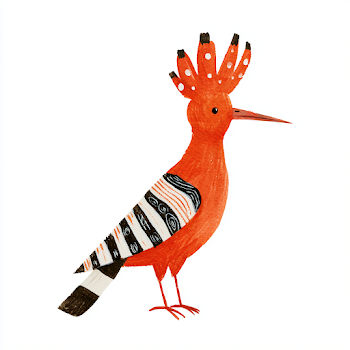 Whimsical Scandinavian Hoopoe Illustration