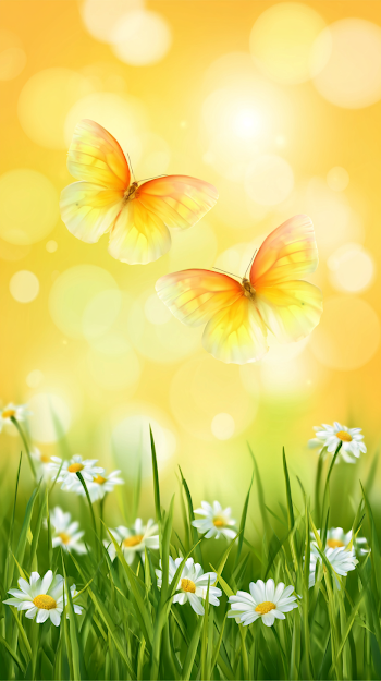Whimsical Spring Meadow with Butterflies