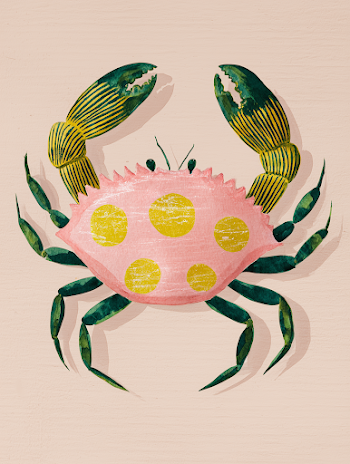 Whimsical Watercolor Crab Illustration