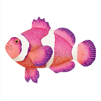 Whimsical Watercolor Pink Clownfish