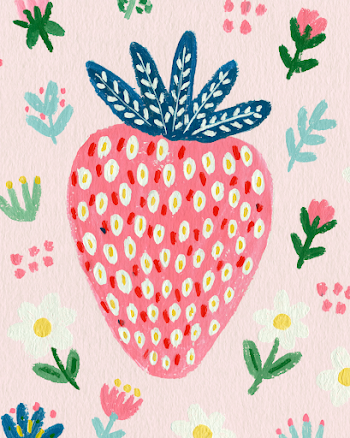 Whimsical Watercolor Strawberry
