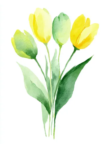 Whimsical Watercolor Tulip Bouquet Whimsical Watercolor Tulip Bouquet