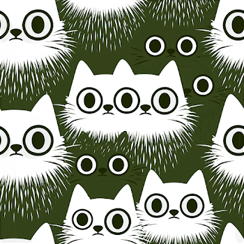 Whimsical White Cat Pattern