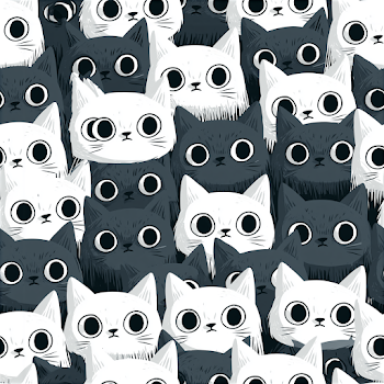 Whimsical White Cat Pattern