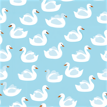 Whimsical White Swans Pattern on Soft Blue Background
