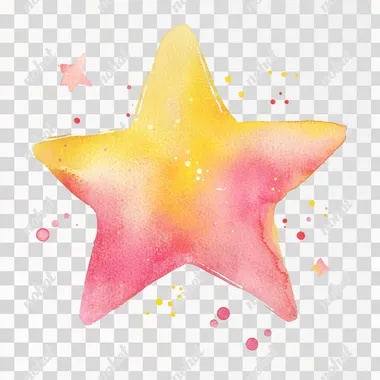 Whimsical Yellow and Pink Star Watercolor Clipart