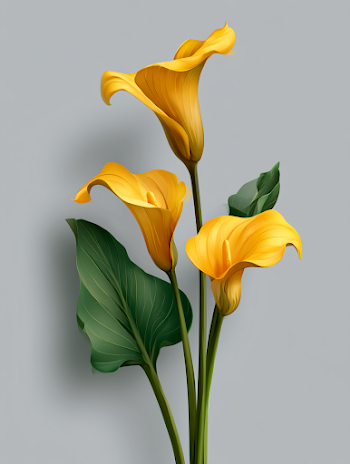 Whimsical Yellow Calla Lily on Gray Background