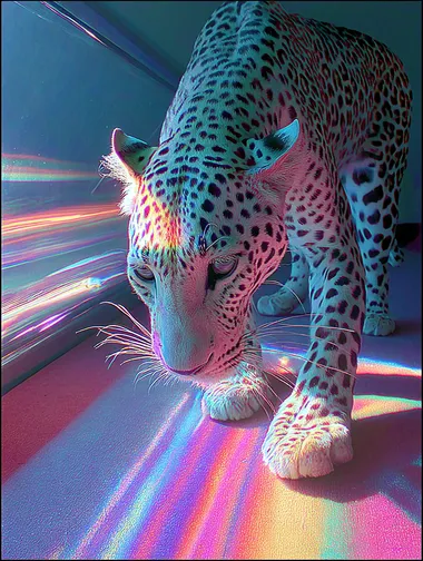 Whimsigothic Rainbow Leopard in a Liminal Thunderstorm Whimsigothic Rainbow Leopard in a Liminal Thunderstorm