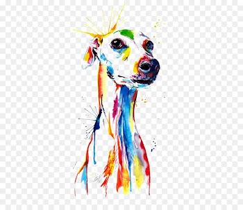 Whippet Italian Greyhound Lurcher Watercolor painting - Watercolor puppy 