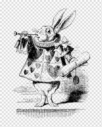 White and black abstract painting, Alice's Adventures in Wonderland White Rabbit The Mad Hatter The Tenniel Illustrations for Carroll's Alice in Wonderland, alice in wonderland transparent background PNG clipart