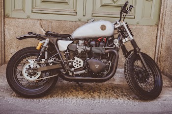 White and Black Bobber Bike