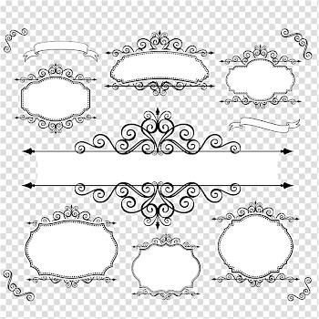 White and black frame , frame Ornament , Lines lace material transparent background PNG clipart