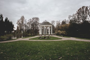 White and Black Gazebo Near Trees