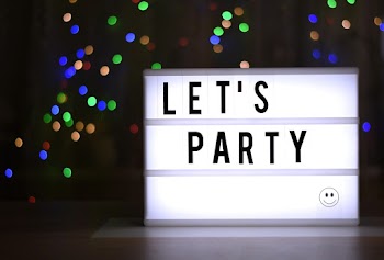 White and Black Let's Party Sign