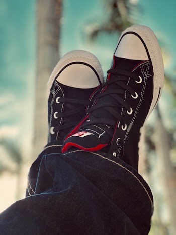 White-and-black Low-top Sneakers
