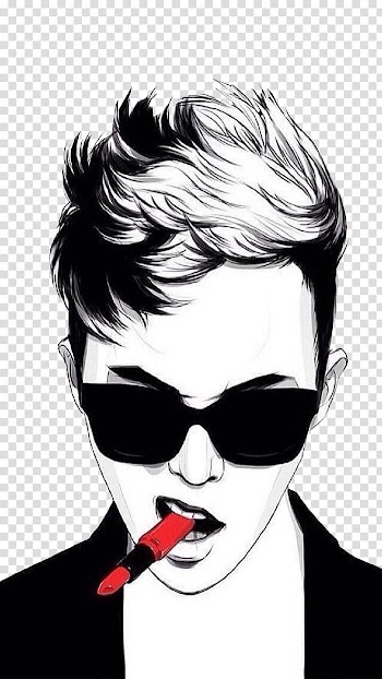 White and black man biting red lipstick illustration, Black and white Drawing Visual arts, Sketch Man transparent background PNG clipart