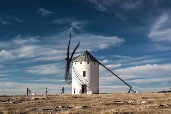White and Black Windmill Building