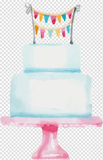 White and blue 2-tier cake , Torte Wedding cake Birthday cake Cake decorating, Watercolor cake design transparent background PNG clipart