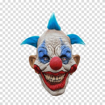 White and blue clown mask, Scary Clown Mask Halloween transparent background PNG clipart