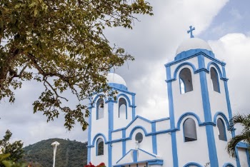White and Blue Concrete Church