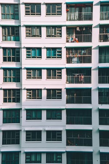white and blue concrete structure