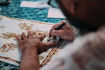 White and Blue Floral Garment