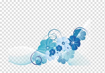 White and blue petaled flowers art, Blue Line, Creative Floral Art transparent background PNG clipart