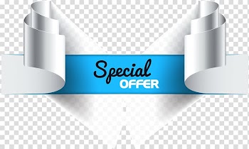 White and blue special offer sign, Paper, Roll Banner transparent background PNG clipart