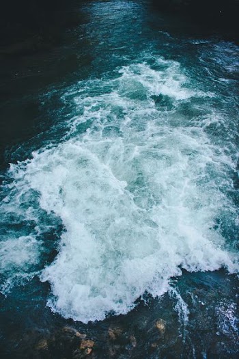 white and blue water