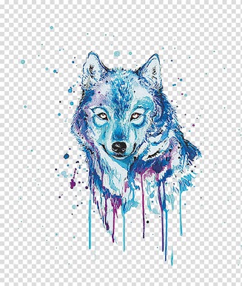 White and blue wolf , Gray wolf Watercolor painting Oil painting, Painted Wolf transparent background PNG clipart