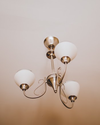 White and Brass Uplight Chandelier