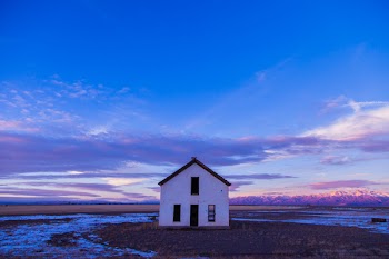 White and Brown House in the Middle of Dried Grass Field